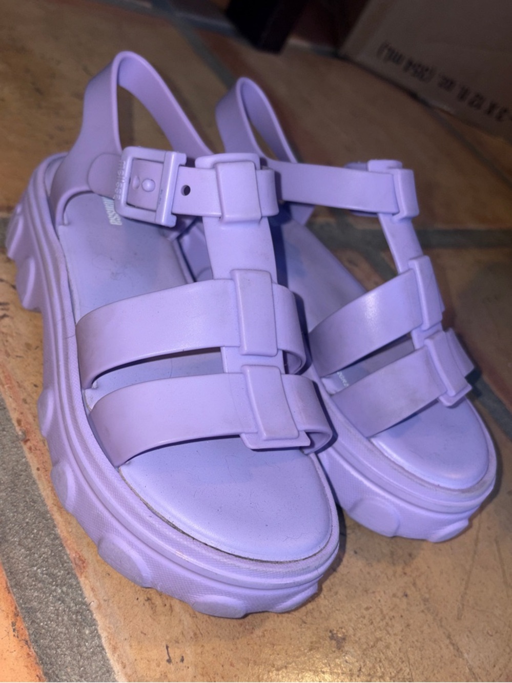 Girls’ Mini Melissa Lavender Chunky Jelly Strappy Sandals, Size 3